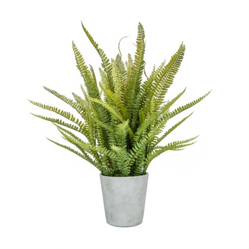 Artificial Fern Plant In Stone Grey Pot