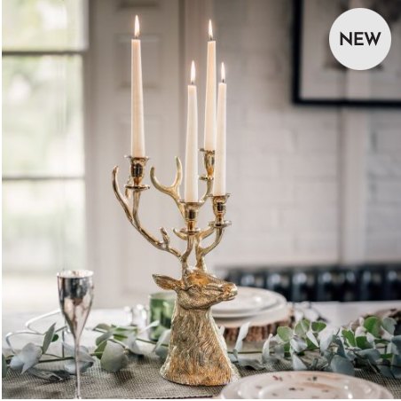Gold Stag Taper Candle Holder