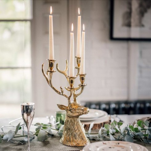 Gold Stag Taper Candle Holder