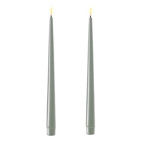 Dansk Sage Green Real Flame™ LED Pair of Wax Taper Dinner Candles