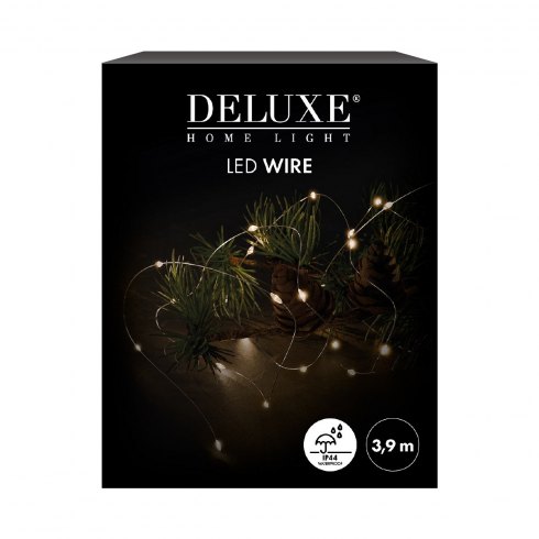 Dansk Lyskæde Wire - Light Chain Wire 40 Warm White LED with AA Batteries