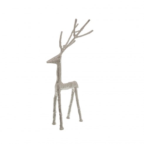 Small Silver Finish Standing Stag Ornament