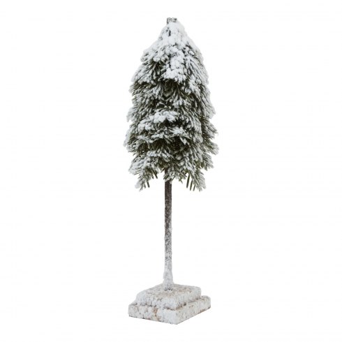 Medium Snowy Cedar Tree On a Wooden Plinth
