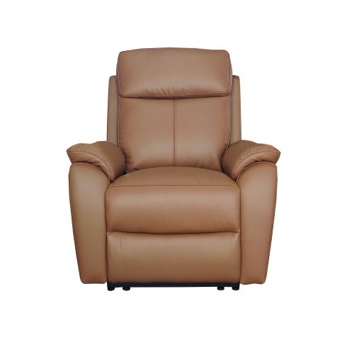 Montego Power Reclining Armchair In Tan Leather with Skai Back