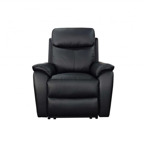 Montego Power Reclining Armchair In Black Leather with Skai Back