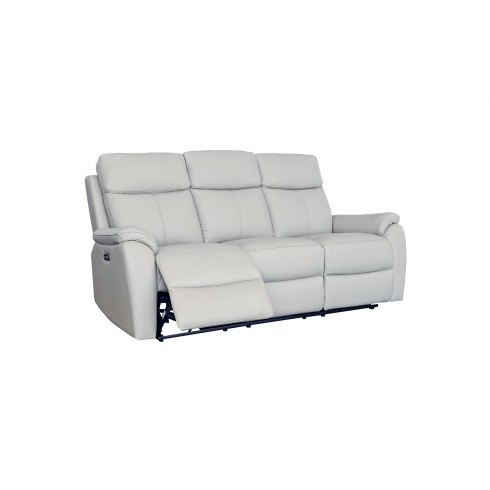 Montego Power Reclining Three Seater Sofa In Pewter Leather with Skai Back