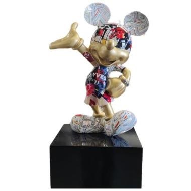 Mickey Mouse Yves Gold Art Piece on Black Plinth Mickey Mouse Yves Gold Art Piece on Black Plinth