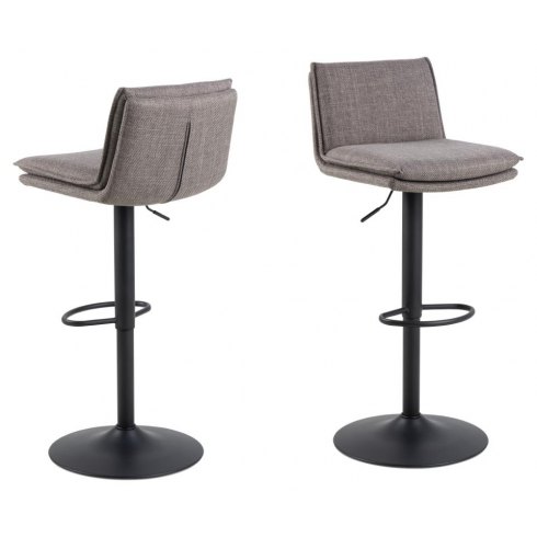 Flynn Bar Stool Black Frame Seat Grey-Brown