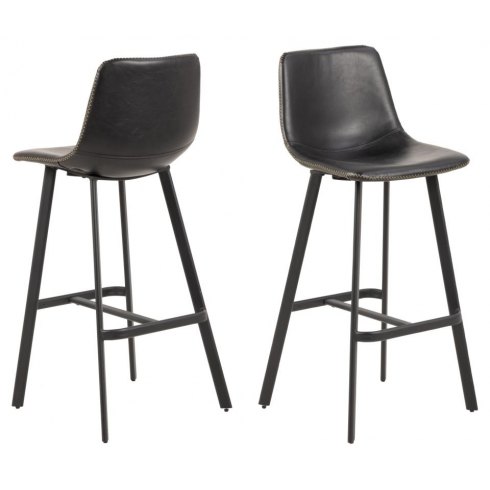 Oregon Bar Stool Vintage In Black Faux Leather