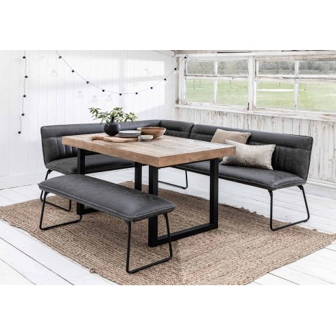 Cooper Corner Bench Right In Grey Faux Leather