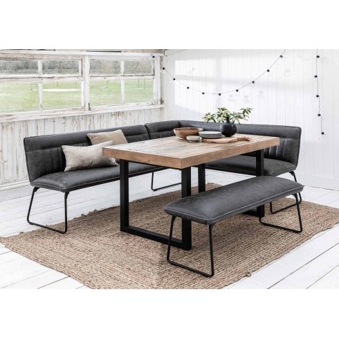 Cooper Corner Bench Left In Grey Faux Leather