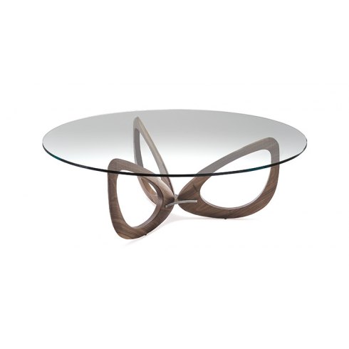 HELIX Round Coffee Table - 120cm Dia - solid Canaletto walnut (NC) transparent varnished steel (OP0)