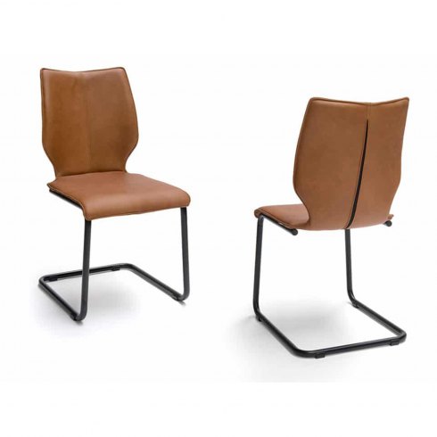 Luca Leather Dining Chair with Cantilever Black Frame
