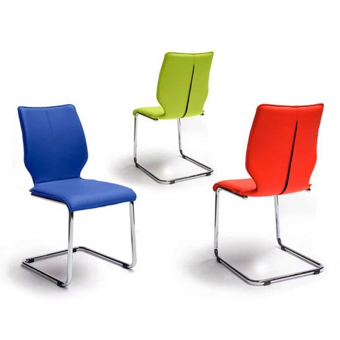 Luca Leather Dining Chair with Cantilever Stainless Steel Frame