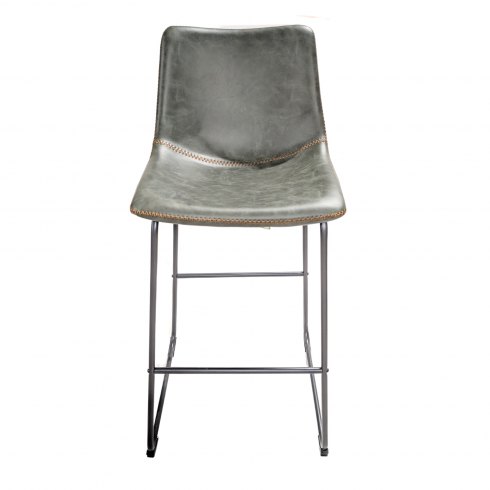 Calvi Stool In Forest Green Faux Leather