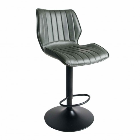 Alpha Gas-Lift Bar Stool In Forest Green Faux Leather
