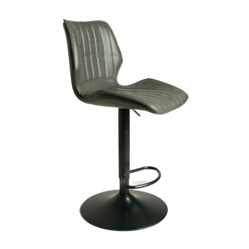 Alpha Gas-Lift Bar Stool In Grey Faux Leather