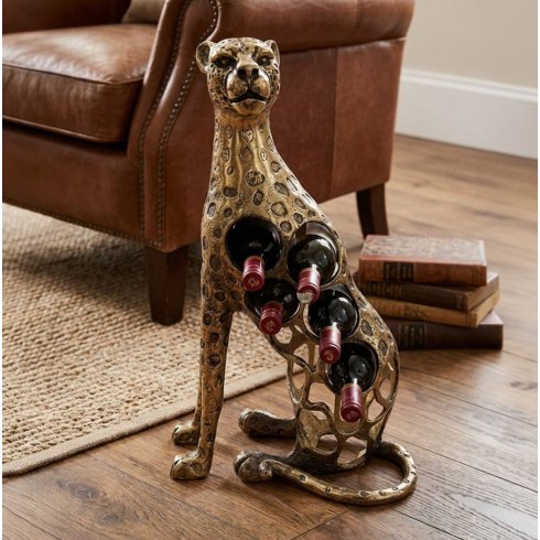 Gold Cheetah Five Bottle Wine Rack Gold Cheetah Five Bottle Wine Rack