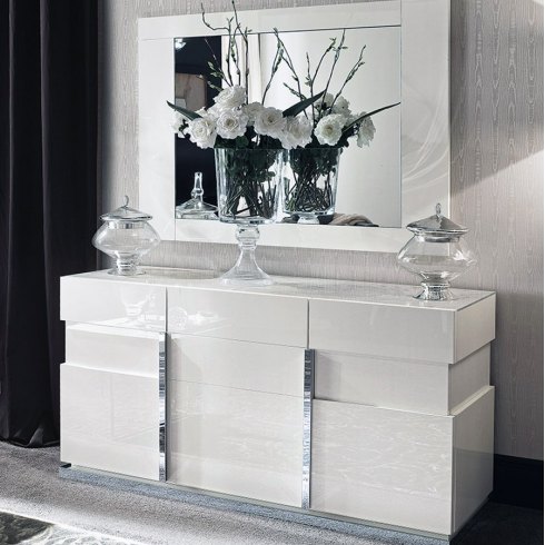 Manhattan Three Door Buffet in White Lacquer