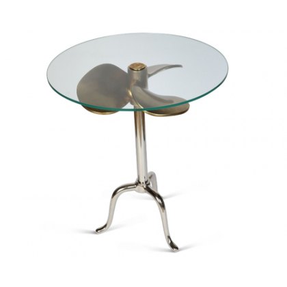 Propeller Antique Brass & Nickel Finish Side Table