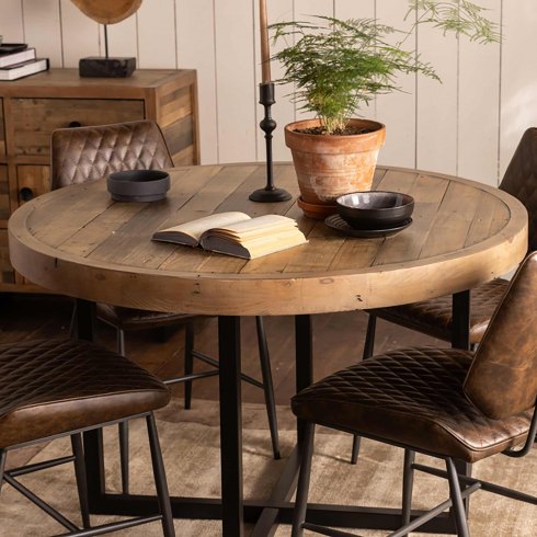 Key West 120cm Round Dining Table - Reclaimed Timber
