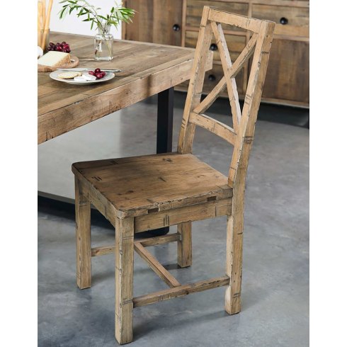 Key West Cross-Back Dining Chair - Wooden Seat