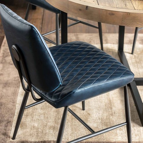 Dalton Dining Chair In Dark Blue Faux Leather