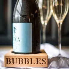 'BUBBLES' Champagne Bottle Stand in Beech Wood