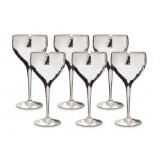 Set of Six Hammered Wine Goblets