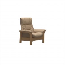 Stressless Windsor High Back 1 Seater Reclining Chair in Paloma Sand Leather & Oak Wood Frame