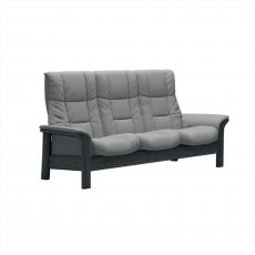 Stressless Windsor High Back 3 Seater Reclining Sofa in Paloma Silver Grey Leather & Grey Wood