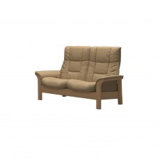 Stressless Buckingham High Back 2 Seater Reclining Sofa in Paloma Sand Leather & Oak Wood Frame