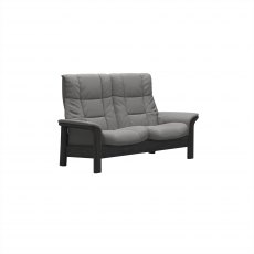 Stressless Buckingham High Back 2 Seater Reclining Sofa in Paloma Silver Grey Leather & Grey Wood