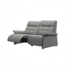 Stressless Mary 2 Seater Sofa with 2 Power Recliners in Paloma Silver Grey Leather & Grey Wood Frame