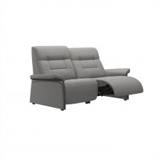 Stressless Mary 2 Seater Sofa with 2 Power Recliners in Paloma Silver Grey Leather & Grey Wood Frame