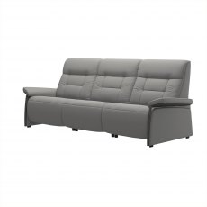 Stressless Mary 3 Seater Sofa with 3 Power Recliners in Paloma Silver Grey Leather & Grey Wood