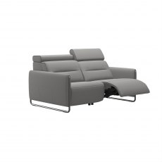 Stressless Emily 2 Seater Sofa with 2 Power Recliners in Paloma Silver Grey Leather & Chrome Arm