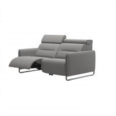 Stressless Emily 2 Seater Sofa with 2 Power Recliners in Paloma Silver Grey Leather & Chrome Arm