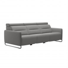 Stressless Emily 3 Seater Sofa with 2 Power Recliners in Paloma Silver Grey Leather & Chrome Arm