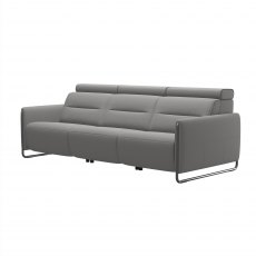 Stressless Emily 3 Seater Sofa with 3 Power Recliners in Paloma Silver Grey Leather & Chrome Arm