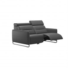 Stressless Emily 2 Seater Sofa with 2 Power Recliners in Noblesse Grey Leather & Chrome Arm