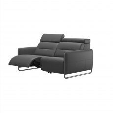 Stressless Emily 2 Seater Sofa with 2 Power Recliners in Noblesse Grey Leather & Chrome Arm