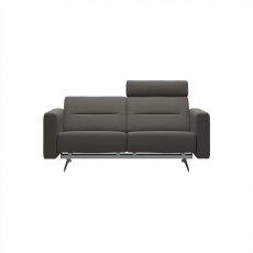 Stressless Stella 2 Seater Sofa (S2 Arm) with One Headrest in Paloma Metal Grey Leather/Chrome Leg