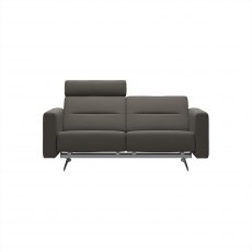 Stressless Stella 2 Seater Sofa (S2 Arm) with One Headrest in Paloma Metal Grey Leather/Chrome Leg