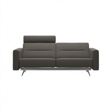 Stressless Stella 2.5 Seater Sofa (S2 Arm) with One Headrest in Paloma Metal Grey Leather/Chrome Leg