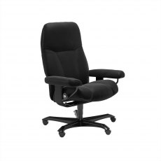 Stressless Consul Home Office Chair in Batick Black Leather & Black Wood Leg