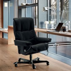 Stressless Mayfair Home Office Chair in Paloma Black Leather & Black Wood Leg