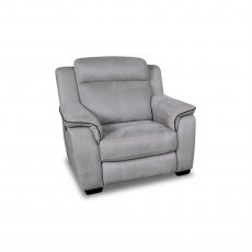 Buffalo Power Recliner Chair in Silver Grey Fabric & Charcoal Piping