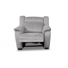 Buffalo Power Recliner Chair in Silver Grey Fabric & Charcoal Piping