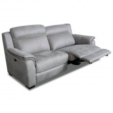 Buffalo 2.5 Seater Sofa with 2 Power Recliners in Silver Grey Fabric & Charcoal Piping
